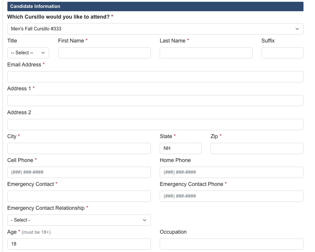 Contact information fields