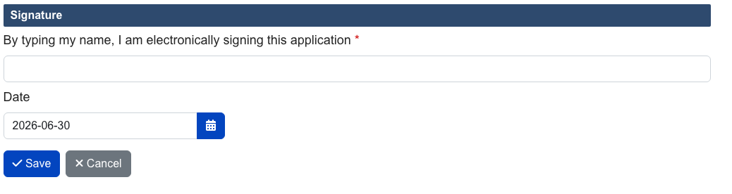 Electronic signature section