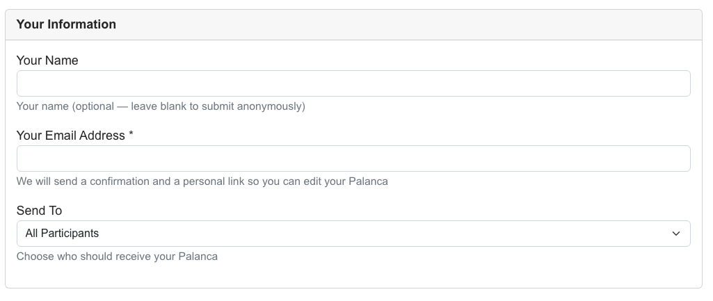 Palanca sender information fields