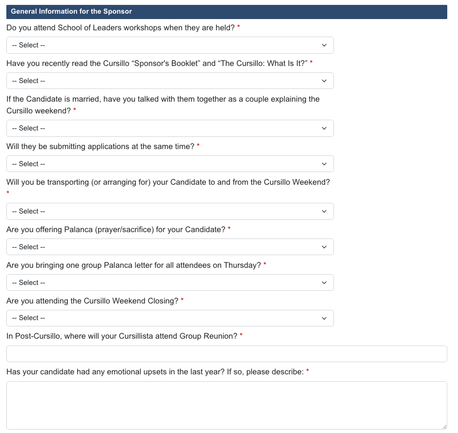 Sponsorship confirmation questions