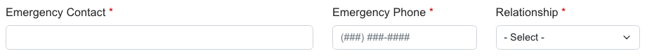 Emergency contact fields
